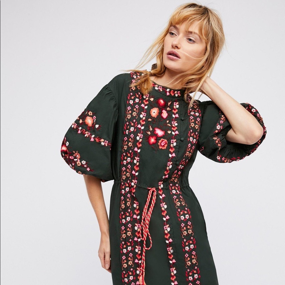 nwt free people printed floral summer dress green